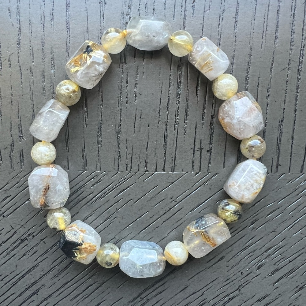 Titanium golden rutile bracelet SIZE 6.75’
